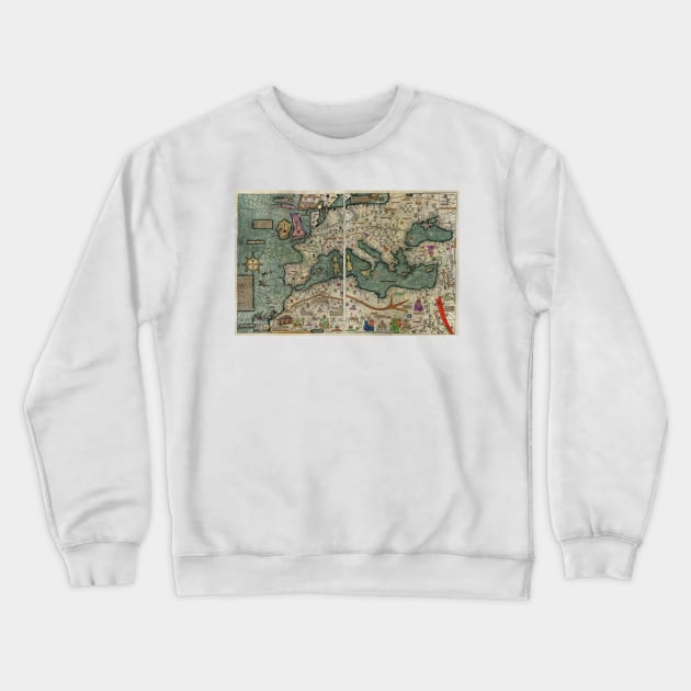 Catalan Atlas, 14th century (C010/9769) Crewneck Sweatshirt by SciencePhoto